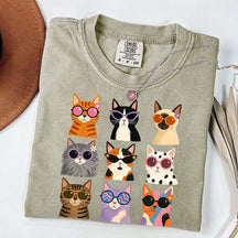 Retro Cool Cats Sunglasses T-Shirt