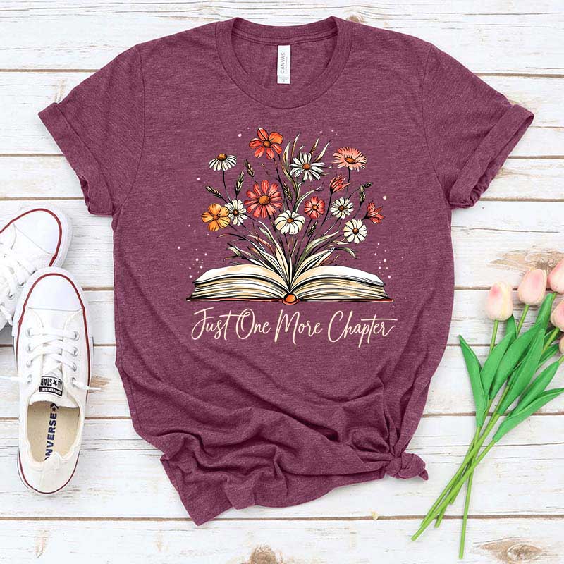 Floral Reading Just One More Chapter T-Shirt