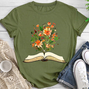 There Are Flowers Blooming From The Book T-shirt