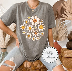 Daisy Floral Boho Retro Aesthetic Tshirt