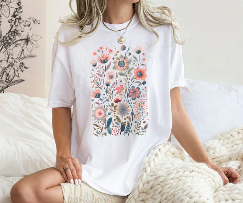 Spring Watercolor Wildflowers Aesthetic Wild Flower Shirt