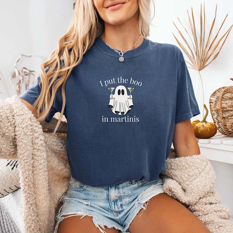 Funny Halloween I Put the Boo in Martinis T-Shirt