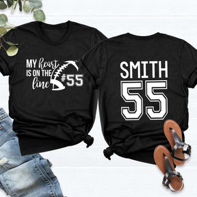 Custom Heart On The Line Football T-Shirt
