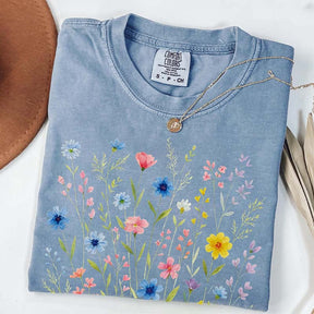 Wildflowers Vintage Blue Style T-Shirt