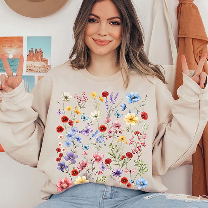 Vintage Pressed Flowers Comfort Color Sweatshirt
