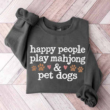 Happy People Play Mahjong & Pet Dogs Cute Sweatshirt