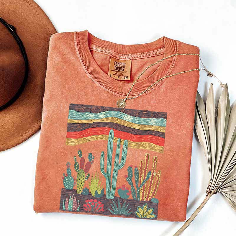 Retro Desert Cactus Southwest Boho Plant T-Shirt