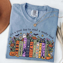 It's a Good Day to Read a Spooky Book Floral T-Shirt