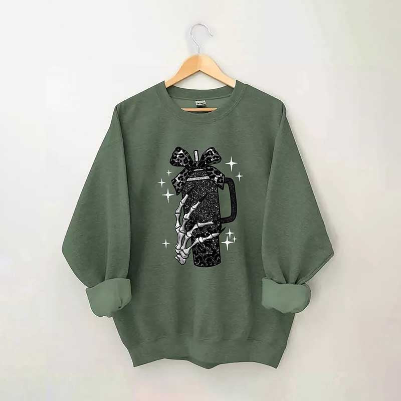 Black Coquette Bow Skeleton Sweatshirt