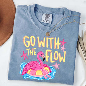 Go With The Flow Flamingo Graphic T-Shirt