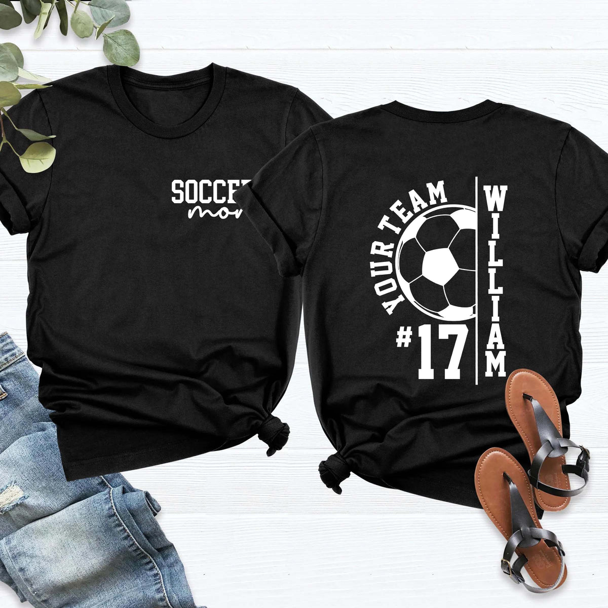 Custom Soccer Team Mom Kids Name & Number T-Shirt