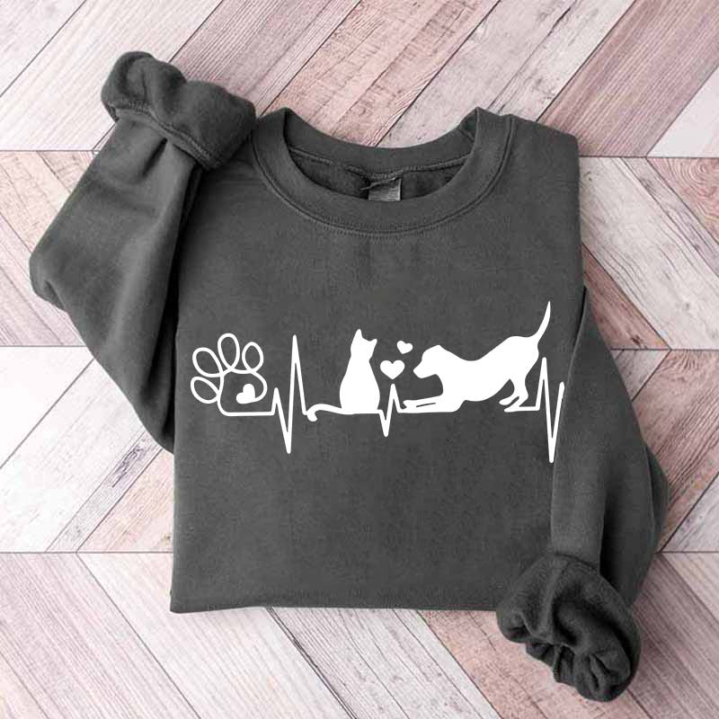Dog And Cat Heartbeat Sweatshirt