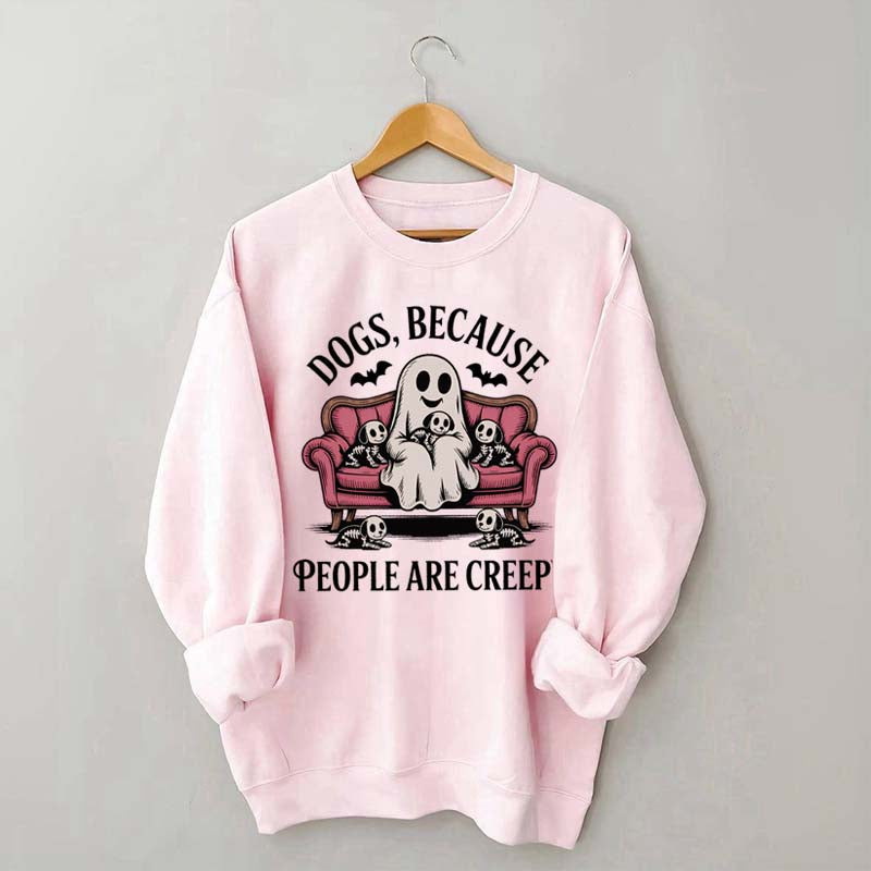 Retro Dogs Because People are Creepy Halloween Sweatshirt