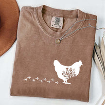 Floral Chicken Farm Animal T-Shirt