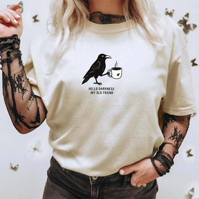 Raven Crow Comfort Colors Hello Darkness T-Shirt
