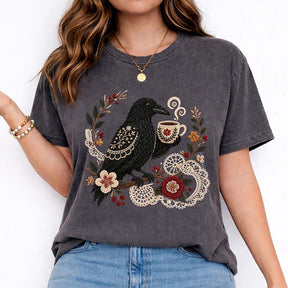 Boho Bird Crow Coffee Lover T-Shirt