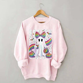 Preppy Ghost Coquette Leopard Girly Sweatshirt