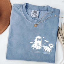 Ghost Dog And Bat Halloween T-Shirt