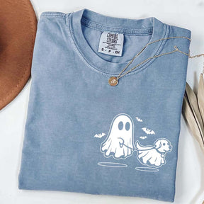 Ghost Dog And Bat Halloween T-Shirt