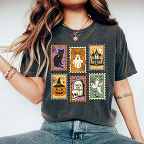 Cute Halloween Ghost Pumpkin Cat T-Shirt