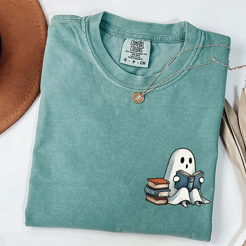 Vintage Ghost Reading Books Lover T-Shirt