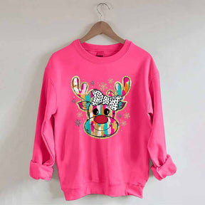 Colorful Glitter Christmas Reindeer Sweatshirt