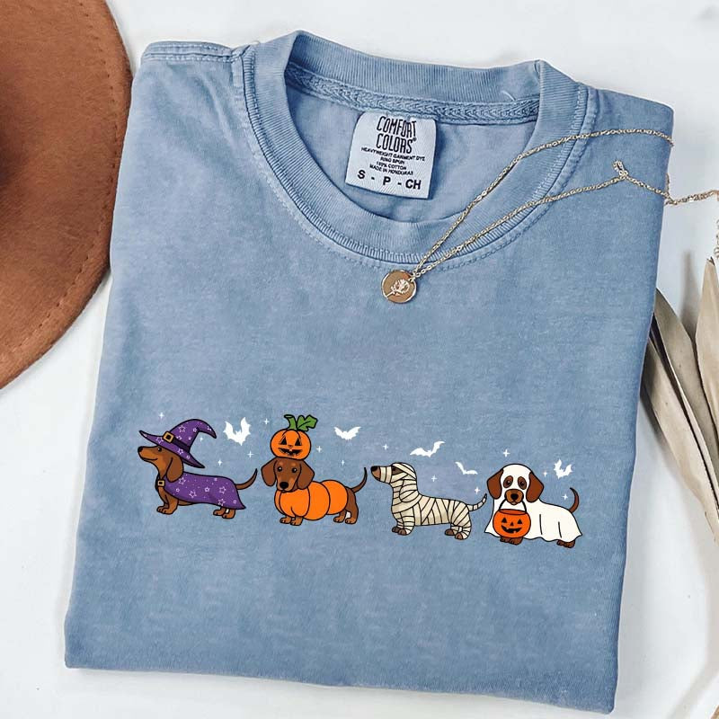 Dachshund Cute Ghost Dogs Halloween T-Shirt