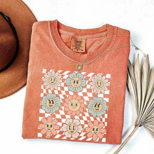 Retro Checkered Flower T-Shirt