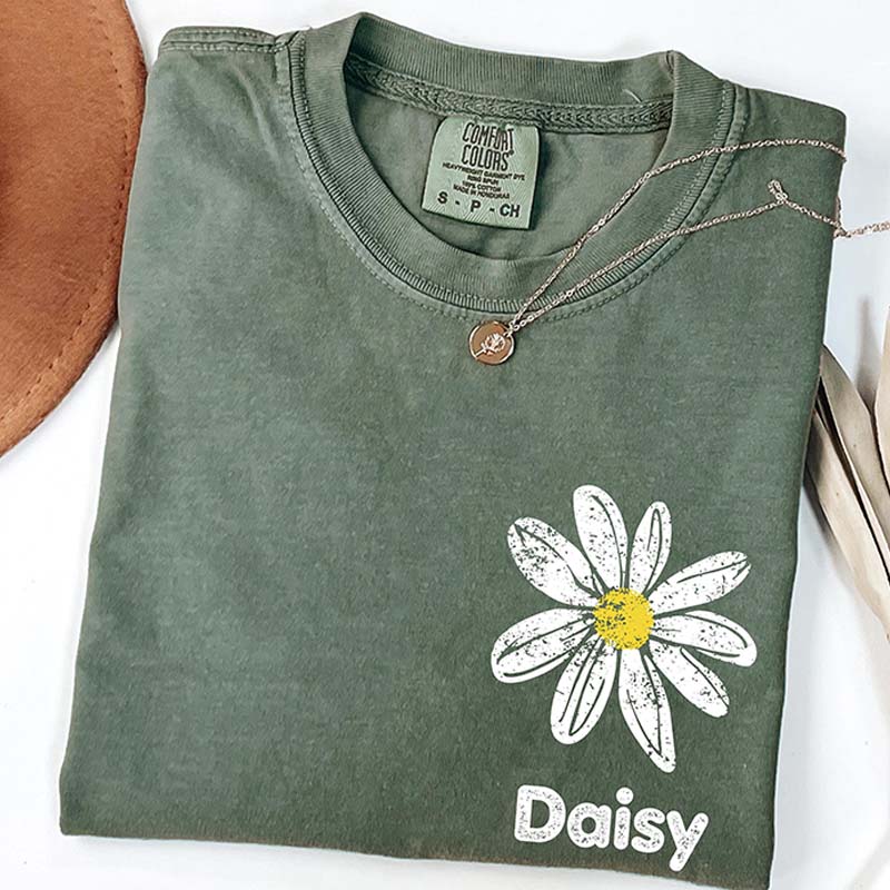Comfort Colors Custom Name Daisy T-Shirt