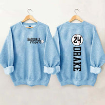 Custom Baseball Name And Number Mom Sweatshirt
