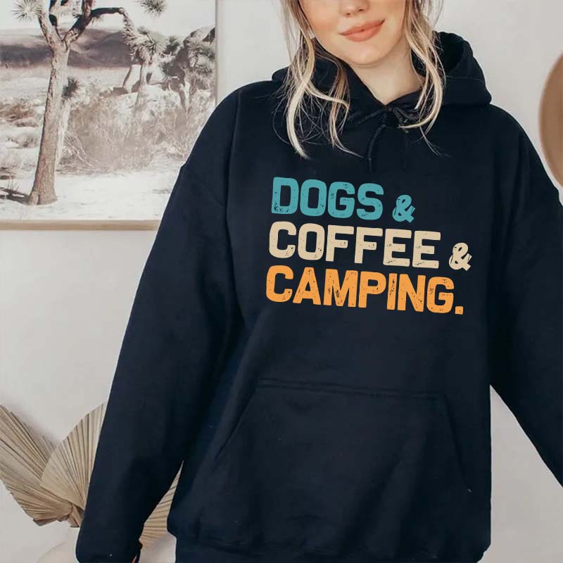 Dogs Coffee Camping Hoodie
