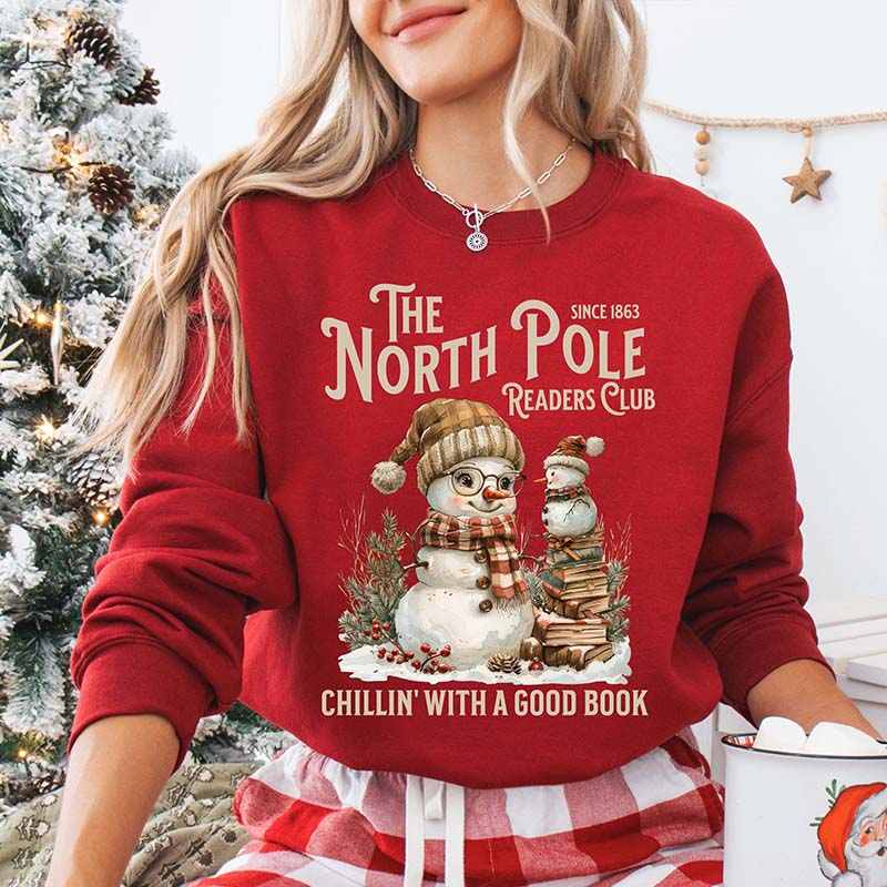 North Pole Book Club Snowman Sweatshirt