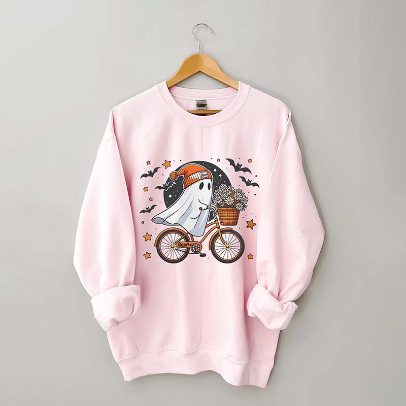 Cute Ghost On Bike Halloween Sweatshirt