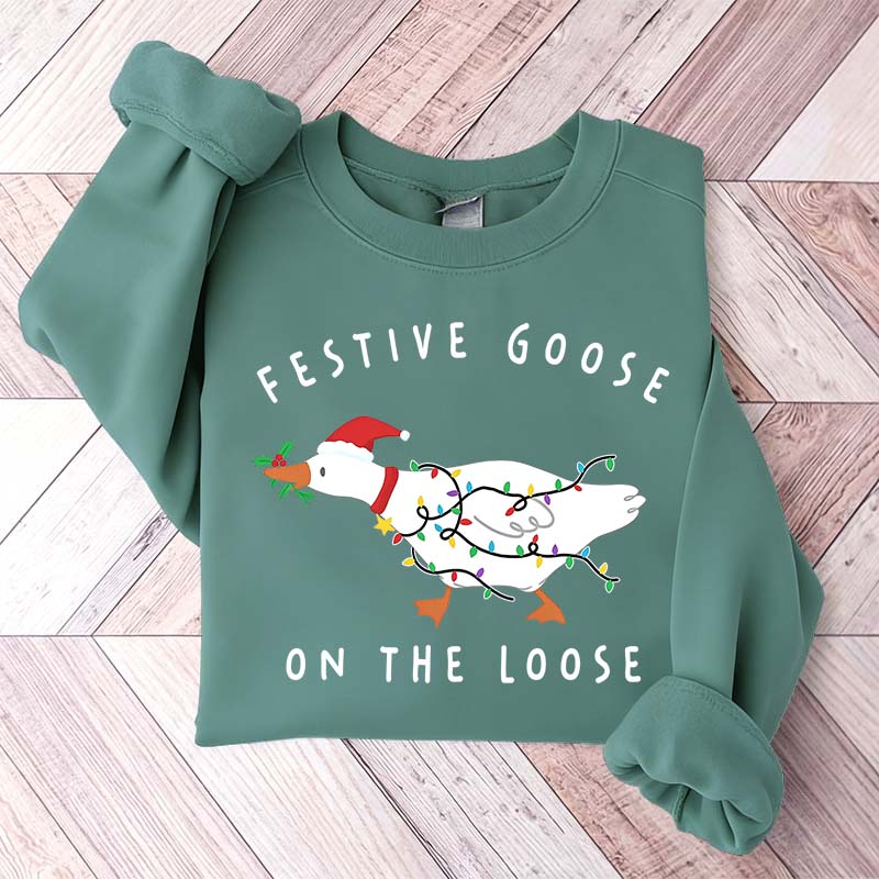 Xmas Duck Festive Goose On The Loose Sweatshirt