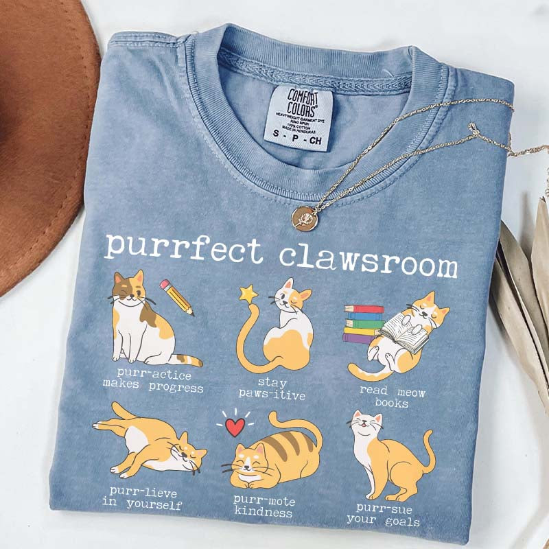 Funny Teacher Cat Book T-Shirt