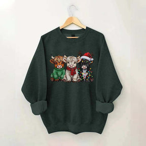 Rustic Highland Cows Christmas Sweatshirt