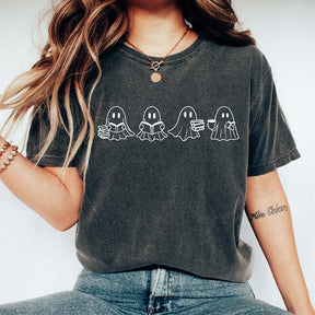 Spooky Season Cute Ghost Reading Books T-Shirt