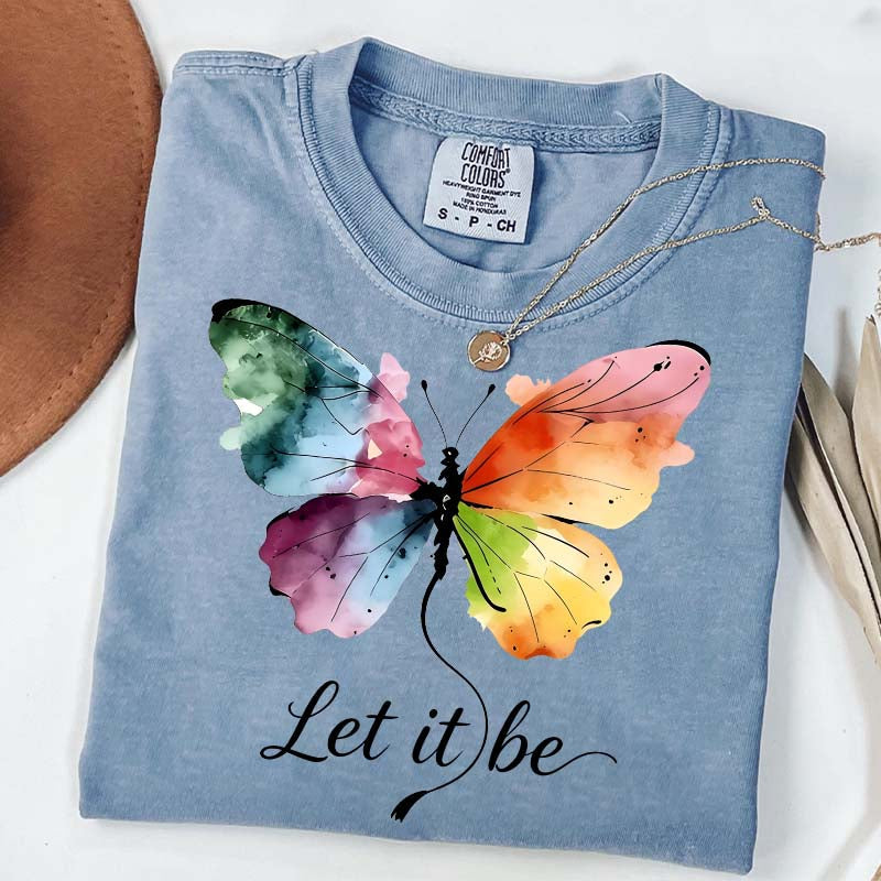 Let It Be Rainbow Butterfly Women T-Shirt