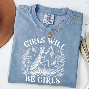 Girls Will Be Girls Praying Mantis Botanical T-Shirt