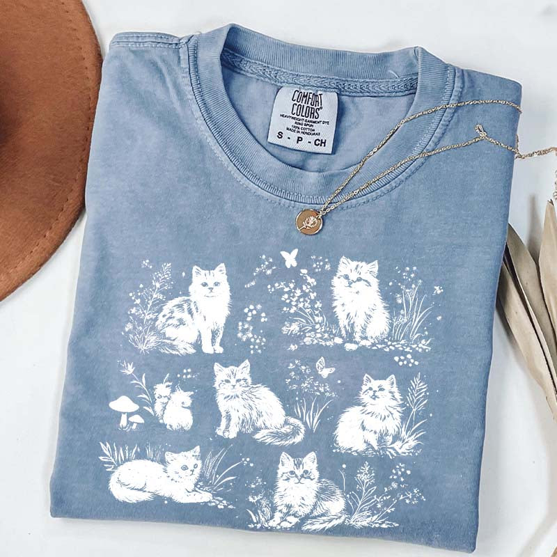Vintage 90s Cats Pet Floral T-Shirt