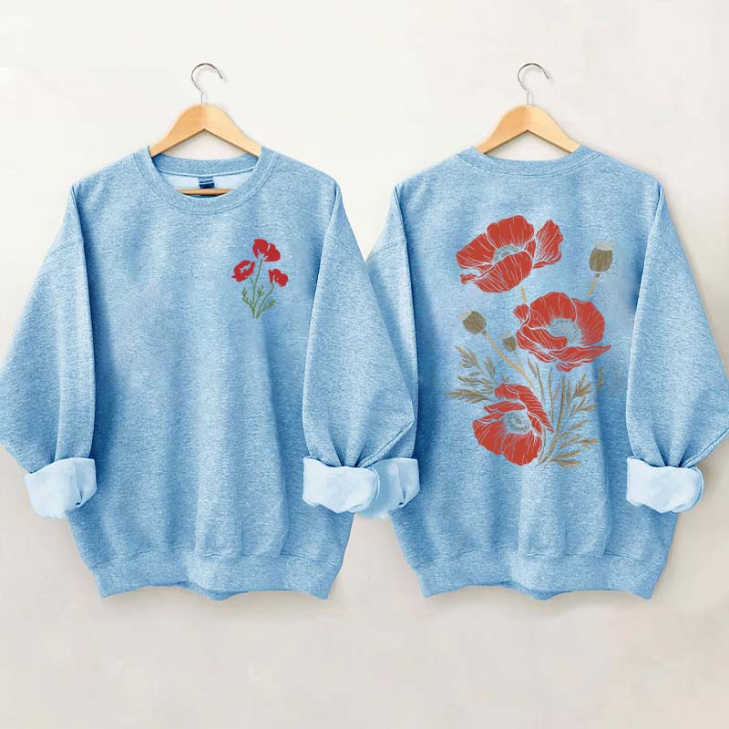 Red Poppies Floral Sweatshirt