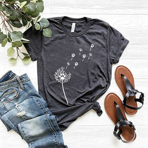 Cute Dandelion Dog Paw Simple T-Shirt