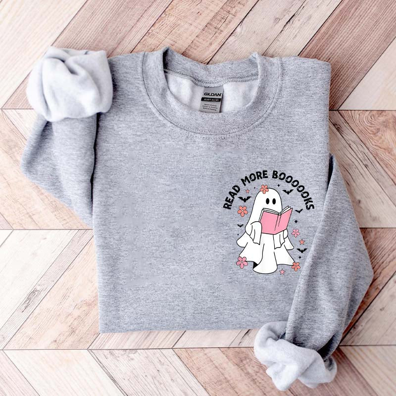 Ghost Reading Books Bookish Halloween Sweatshirt