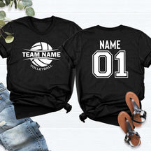 Custom Volleyball Sports Team Text and Number T-Shirt