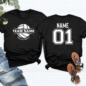Custom Volleyball Sports Team Text and Number T-Shirt