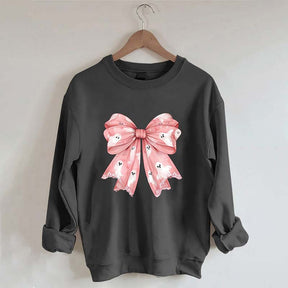 Pink Ghost Bow Coquette Halloween Sweatshirt