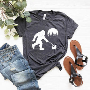 Bigfoot Walking Corgi Dog T-Shirt