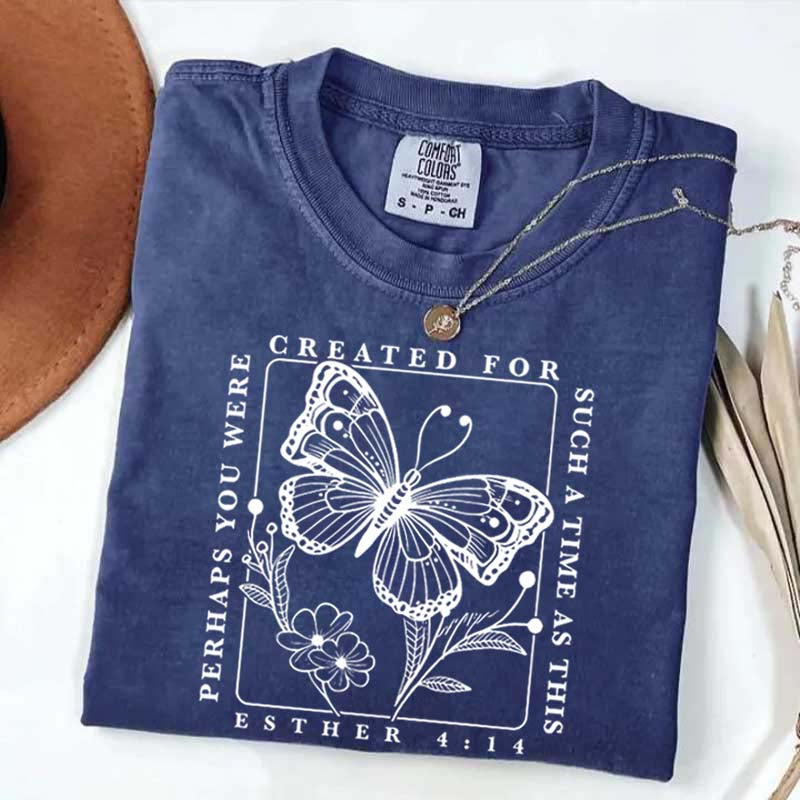 Bible Verse Esther 4:14 Butterfly Floral T-Shirt