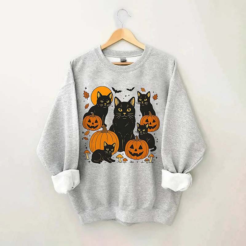 Halloween Cat And Pumpkin Sweatshirt