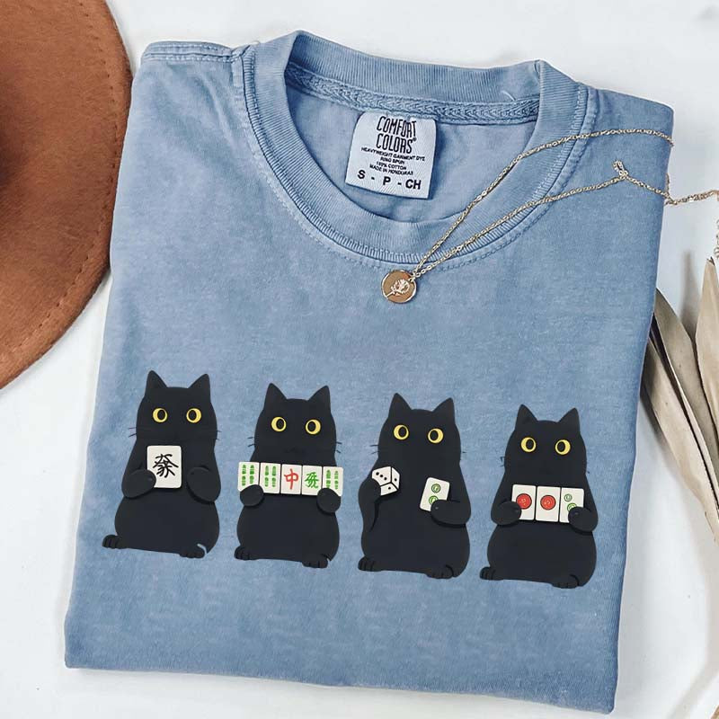 Mahjong Black Cat Game Night T-Shirt